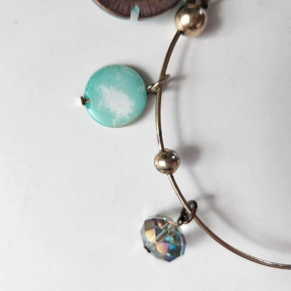 Starfish & Shell Charm Adjustable Charm Bracelet Bangle, Blue / Silver - Picture 9 of 9